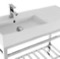 Modern Ceramic Console Sink With Counter Space and Chrome Base, 40